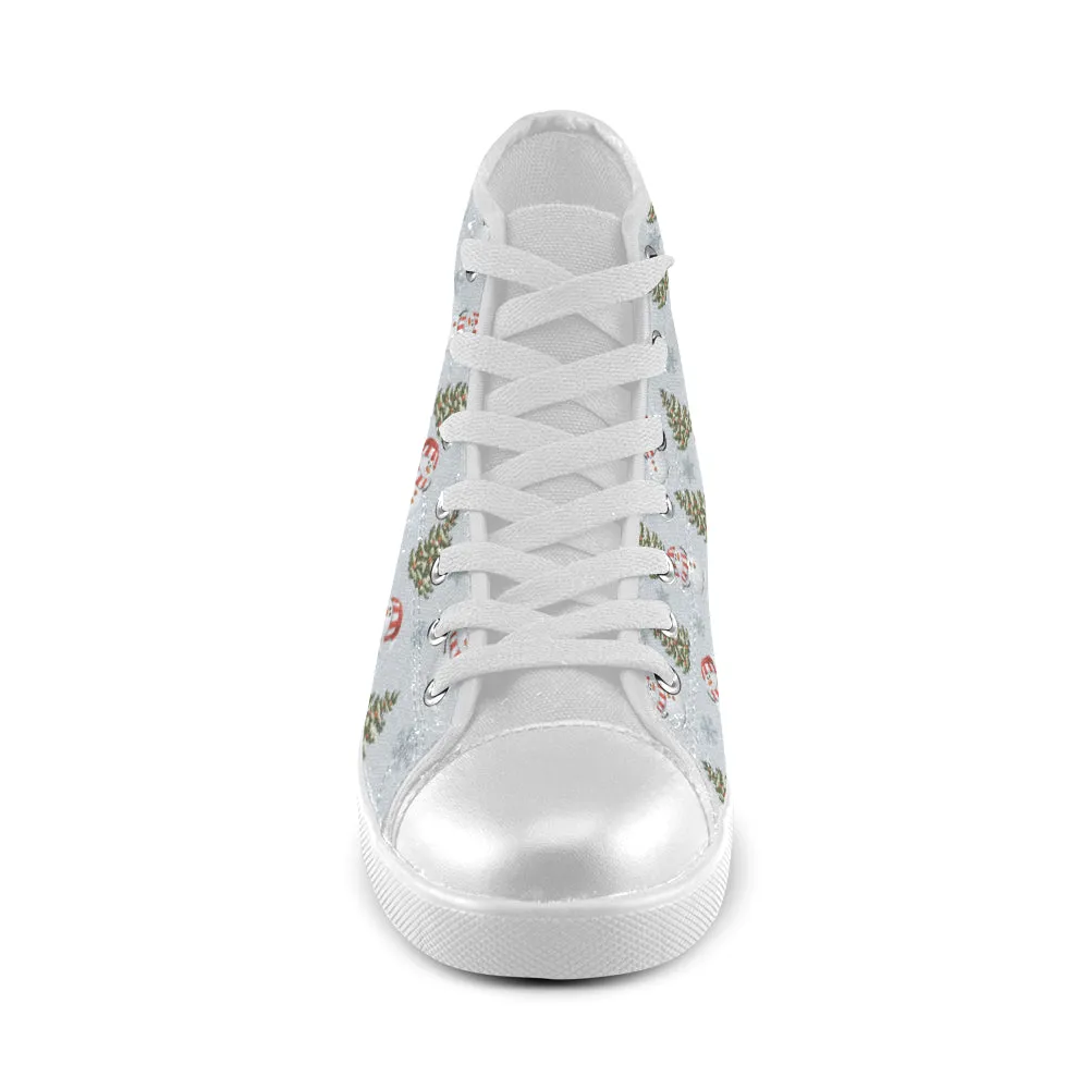 Women's Snowman Christmas Print Canvas High Top Shoes