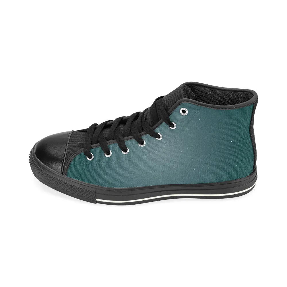 Women's Teal Solids Print Canvas High Top Shoes