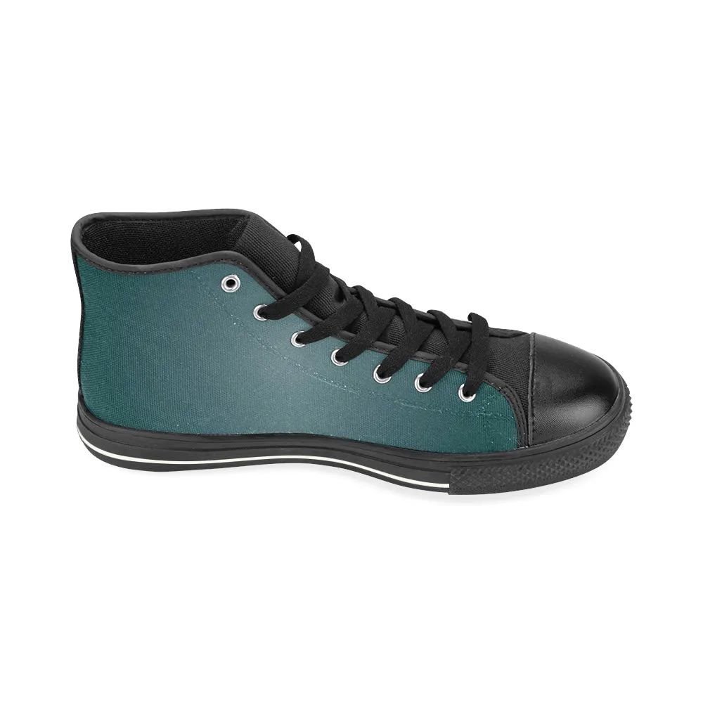 Women's Teal Solids Print Canvas High Top Shoes