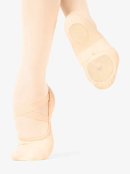 Womens Vegan Stretch Canvas Ballet Shoes - Light Pink