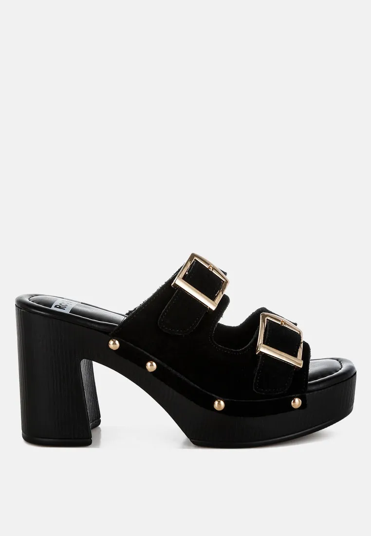 Zoane Studded Dual Buckle Platform Clogs